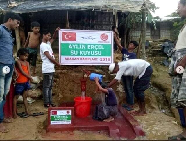 Hande Erçel'in hayranları annesi Aylin Erçel adına Arakan'da su kuyusu açtırdı