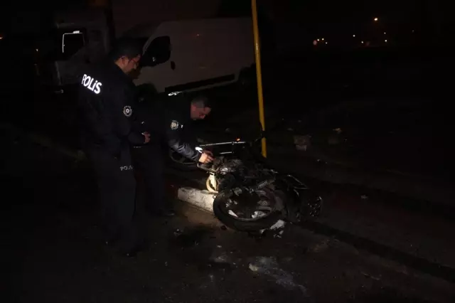 İnegöl'de seyir halindeki motosiklet alev aldı