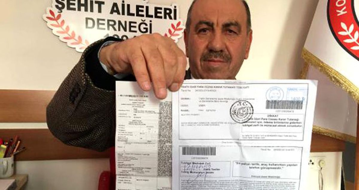 Şehit babasının otomobiline, hiç gitmediği İzmir'de park cezası kesildi
