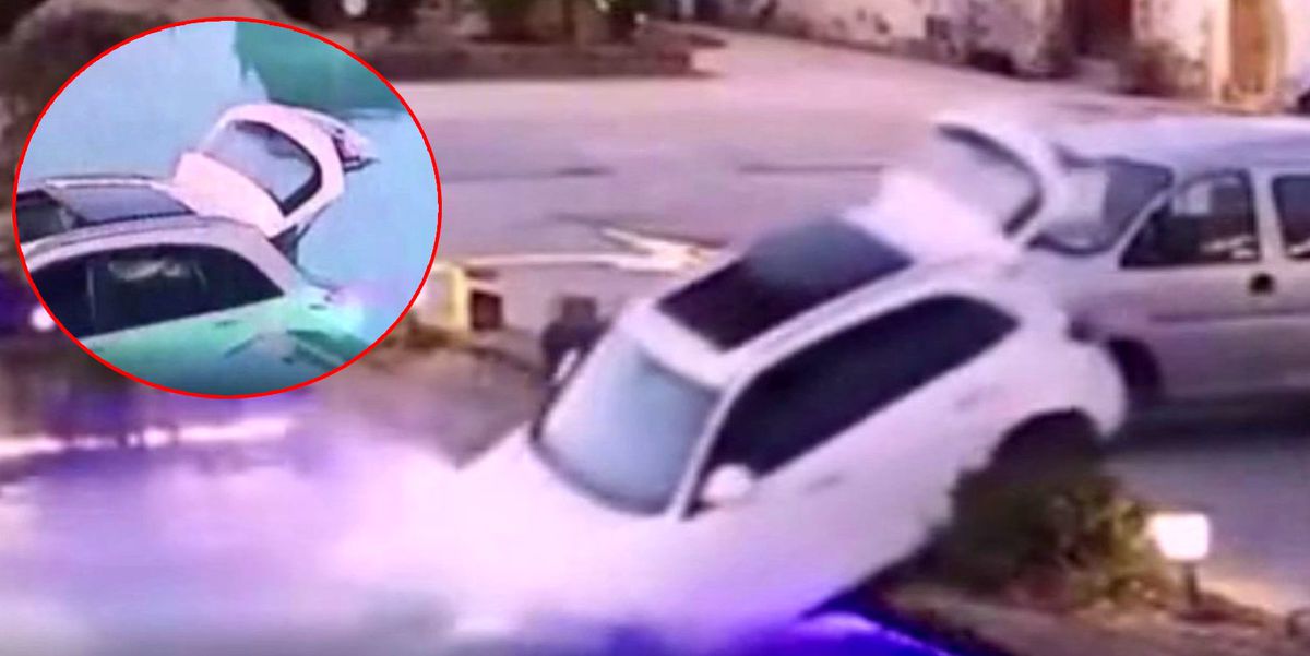 Çin'de sahibinin araca bıraktığı köpek, otomobilin havuza uçmasına sebep oldu