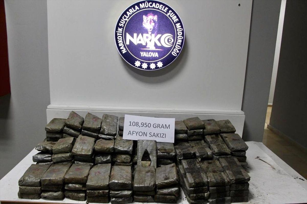 Yalova'da 108 kilo 950 gram Afyon sakızı ele geçirildi