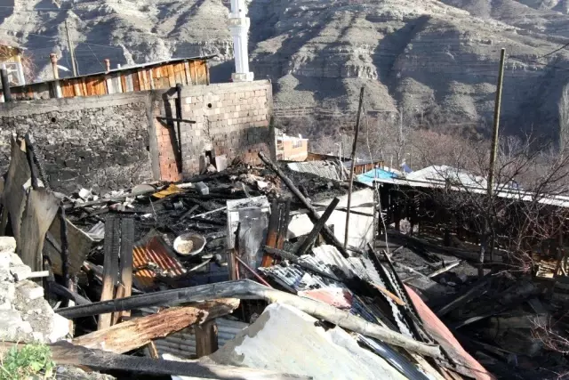 Erzurum'daki köy yangınında 10 ev, 2 ahır kullanılamaz hale geldi