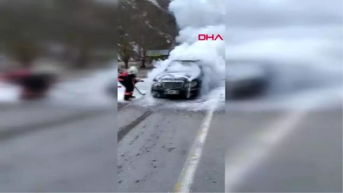 Malatya hareket halindeki otomobil yandı