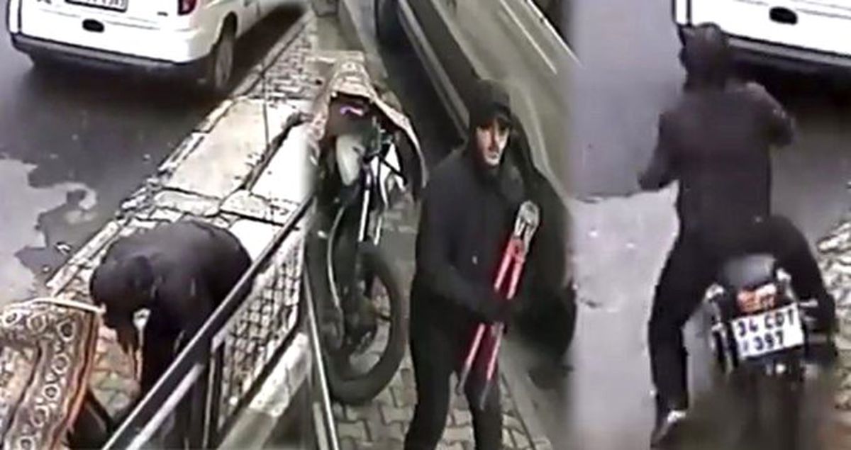 Hırsız kimse yokmuş gibi motosikleti çaldı