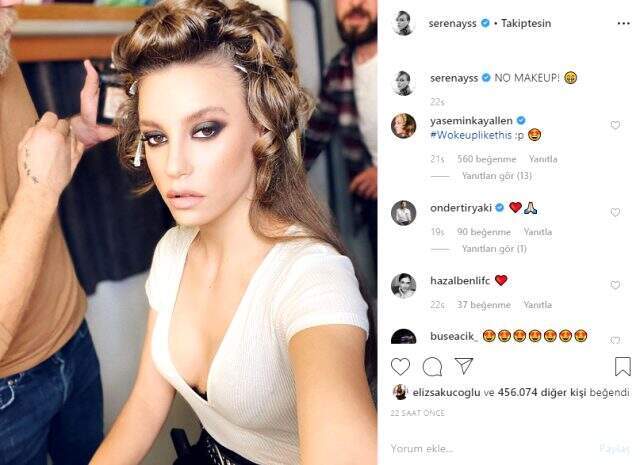 Serenay Sarıkaya'nın göğüs dekolteli pozu sosyal medyaya damga vurdu