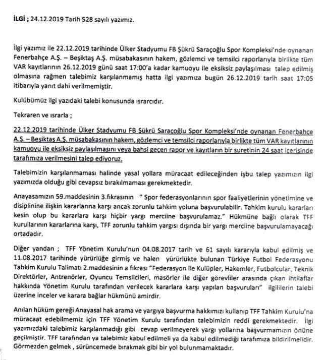 Beşiktaş, VAR kayıtları açıklanmazsa suç duyurusunda bulunacak