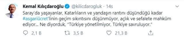 CHP Lideri Kemal Kılıçdaroğlu'ndan asgari ücret zammına ilk tepki