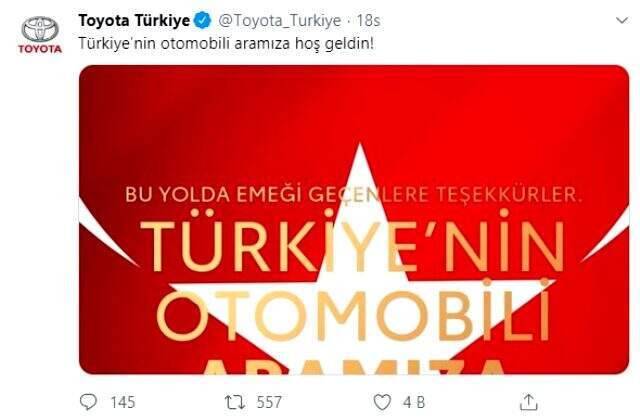 Toyota Türkiye, yerli otomobil paylaşımlarıyla gön