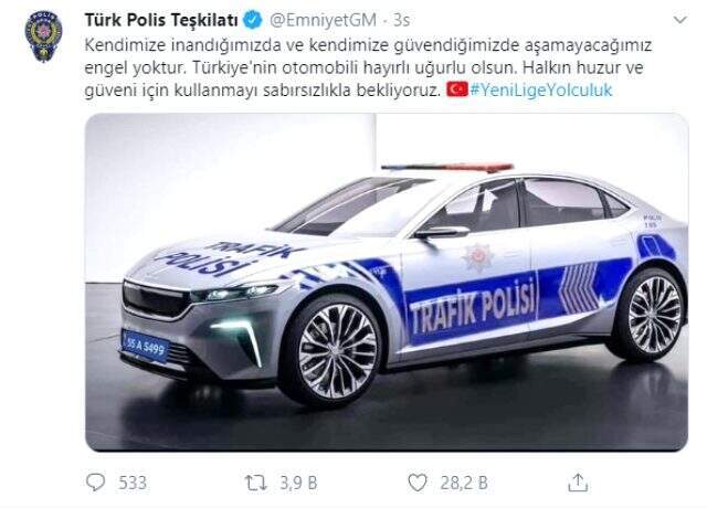 Yerli otomobile Emniyet'te kayıtsız kalmadı: Kulanmayı sabırsızlıkla bekliyoruz
