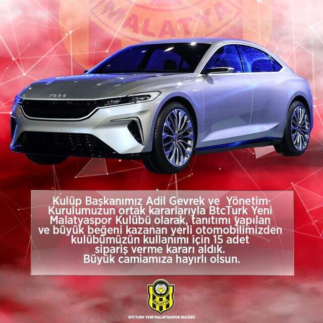 Yeni Malatyaspor, yerli otomobilden 15 tane alacak