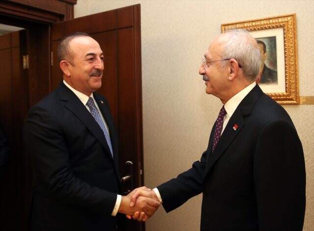 Bakan Çavuşoğlu, Libya tezkeresi için Kemal Kılıçdaroğlu'nu ziyaret etti