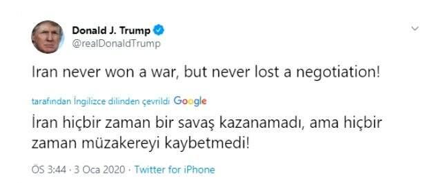Kasım Süleymani'nin öldürülmesi sonrası Trump'tan ilk açıklama!