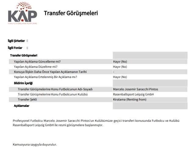 Son Dakika: Galatasaray, Onyekuru ve Saracchi'yi KAP'a bildirdi