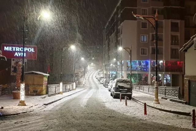 Gümüşhane'de etkili kar yağışı vatandaşları sokağa döktü