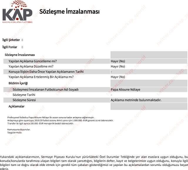 Son Dakika: Trabzonspor, Ndiaye'yi KAP'a bildirdi