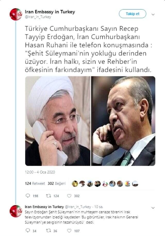 Üst düzey Türk yetkili: Cumhurbaşkanı Erdoğan, Kasım Süleymani için 'şehit' ifadesini kullanmadı