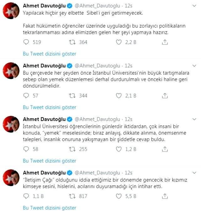 Ahmet Davutoğlu, intihar eden Sibel Ünli için konuştu: Elimizden gelen her şeyi yapmaya hazırız