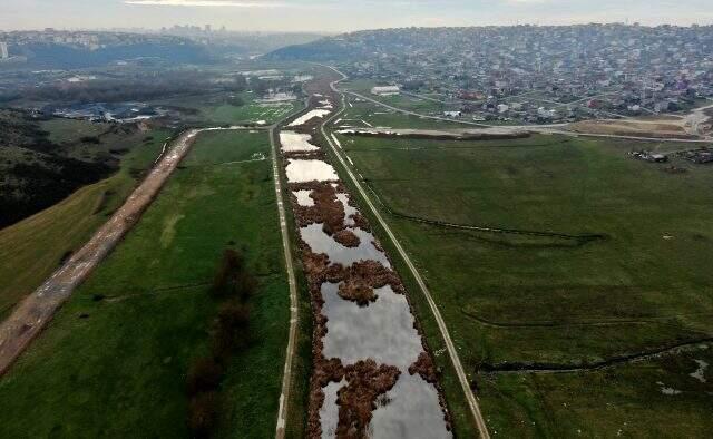 Kanal İstanbul güzergahı havadan görüntülendi.