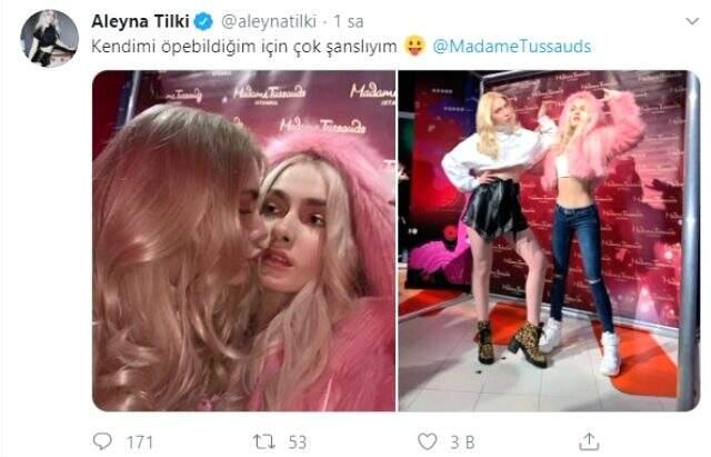 Aleyna Tilki, kendi balmumu heykelini dudağından öptü