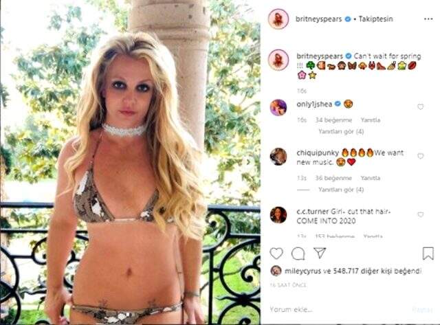 Amerikalı şarkıcı Britney Spears bikini pozlarıyla yürek hoplattı