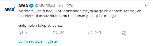 Deprem sonrası AFAD'tan ilk açıklama: Olumsuz bir ihbar bulunmuyor