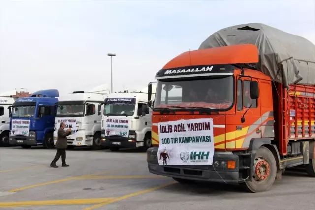 Konya'da temin edilen 19 tır gıda yardımı, İdlib'e gönderildi