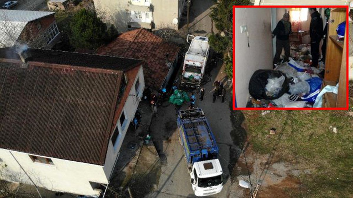 Belediye ekipleri bir evden 20 ton çöp çıkardı