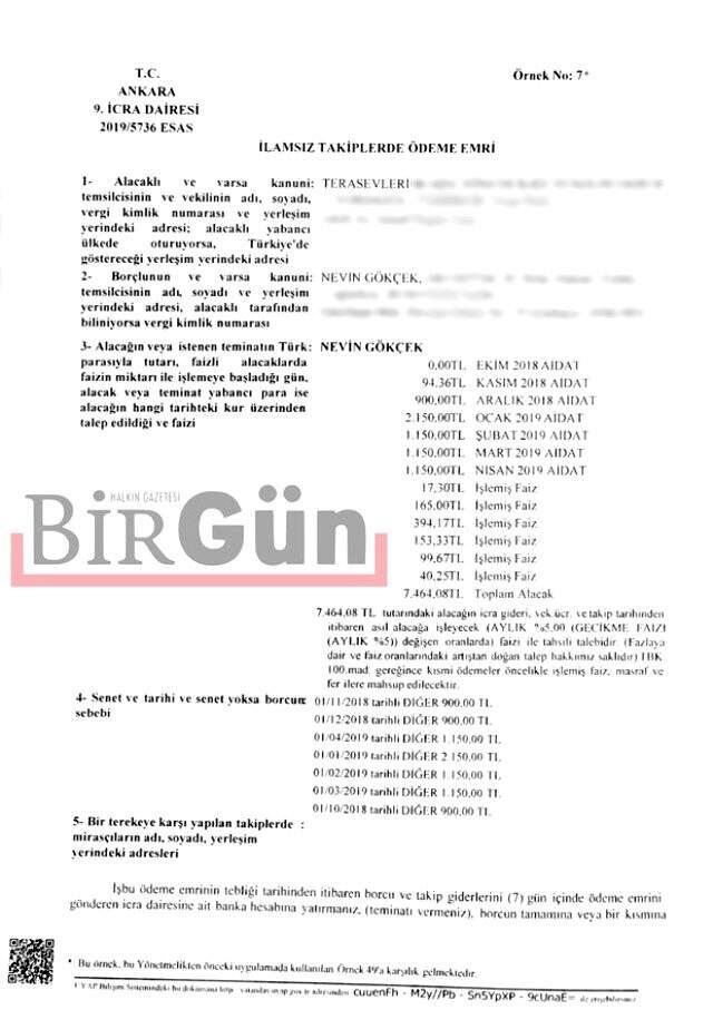 Belediye konutunu satın alan Gökçekler, site aidatını ödemedikleri için icraya verildi