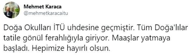 İTÜ Rektörü, Doğa Koleji'nde öğretmenlerin maaşlarının ödendiğini açıkladı