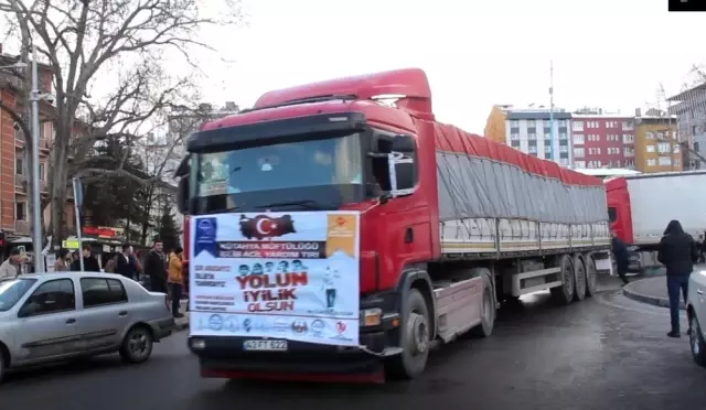 Kütahya'dan İdlib'e 7 tır yardım malzemesi Kütahya'dan İdlib'e 7 tır yardım malzemesi