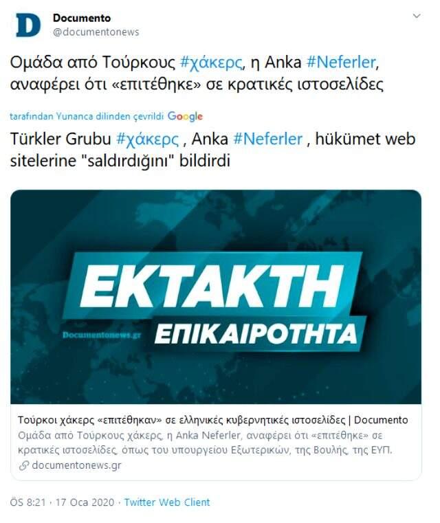 Türk hackerlar, Yunan İstihbaratı'nın internet sitesini çökertti