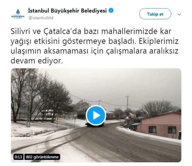 İBB video paylaşarak duyurdu! Kar İstanbul'a giriş yaptı