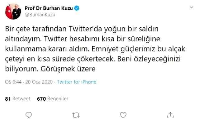 Barbaros Şansal'ın Twitter'ı kullanmama kararı alan Burhan Kuzu'nun paylaşımına yaptığı yorum olay oldu