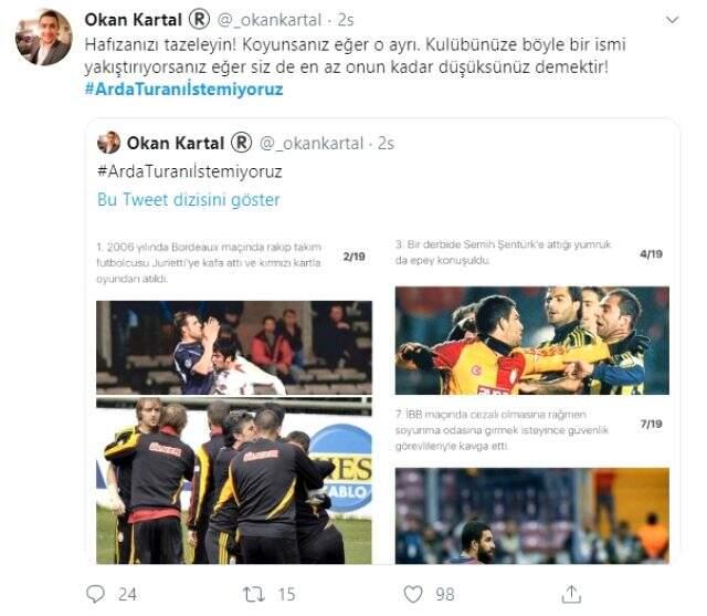 Galatasaray taraftarı, sosyal medyada Arda Turan'ı istemediklerine dair kampanya başlattı