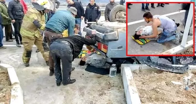 Kazada yaralanan hamile eşinin yanından bir an olsun ayrılmadı Kazada yaralanan hamile eşinin yanından bir an olsun ayrılmadı