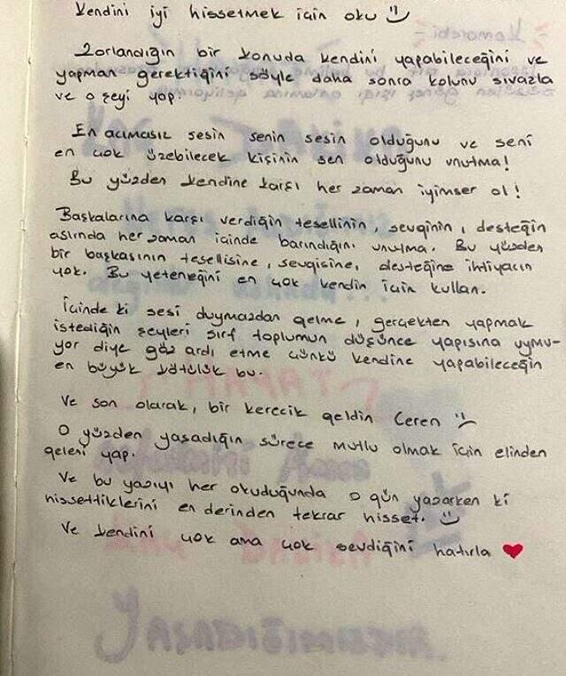 Tüm Türkiye'nin ölümüyle yasa boğulduğu Ceren Özdemir'in günlük notları ortaya çıktı