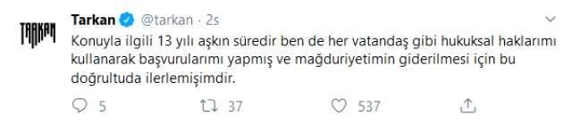 Tarkan, 13 yıldır imar izni alamadığı arsaya ilişkin açıklama yaptı