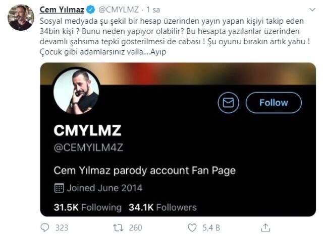 Cem Yılmaz'dan sahte hesap tepkisi: Şu oyunu bırakın artık yahu!