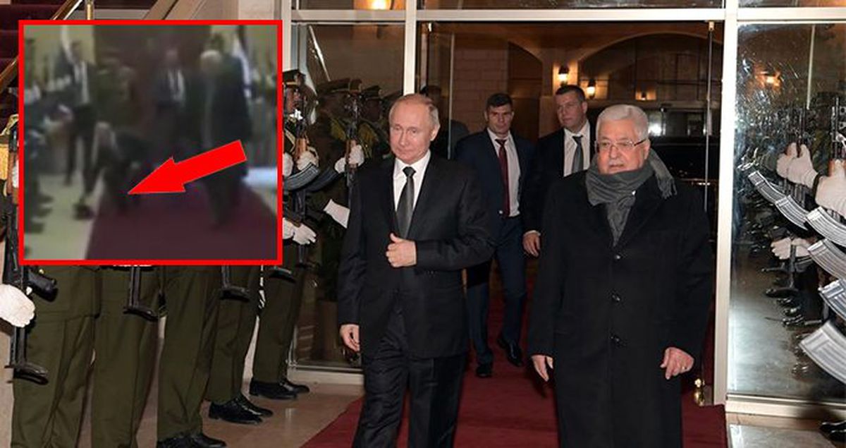 Putin, Filistinli askerin yere düşen şapkasını yerden alarak askere taktı