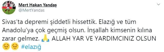 Sivassporlu Mert Hakan Yandaş: Depremi şiddetli hissettik