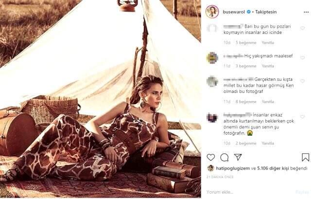 Buse Varol, ülkenin Elazığ için ağladığı günde kendi fotoğrafını paylaşınca tepki çekti