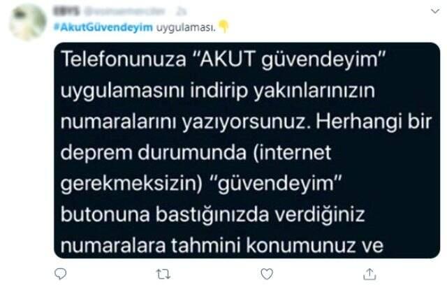 Deprem sonrası 'AKUT Güvendeyim' uygulaması sosyal medyada gündem oldu