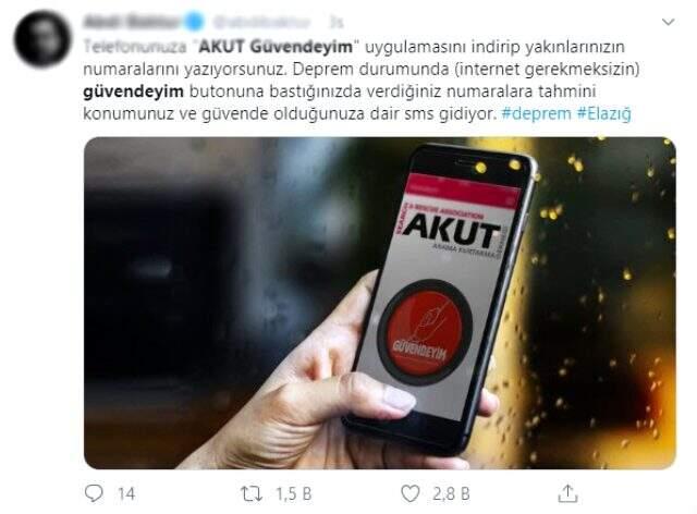 Deprem sonrası 'AKUT Güvendeyim' uygulaması sosyal medyada gündem oldu