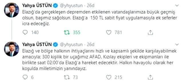 Elazığ depremi sonrası THY'den önemli açıklama: Ek seferler yapılacak.