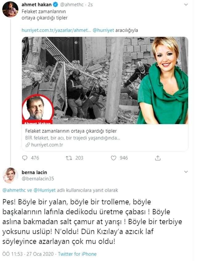 Berna Laçin, kendisini eleştiren Ahmet Hakan'a cevap verdi: Terbiye yoksunu üslup