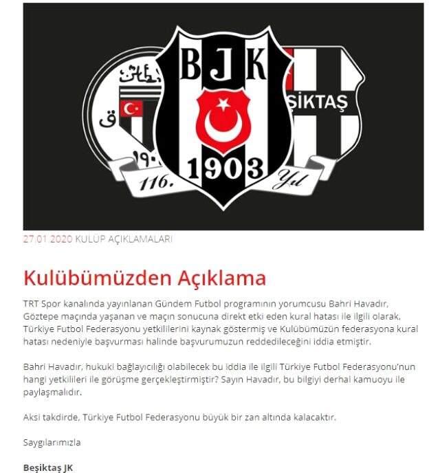 Beşiktaş'tan son dakika kural hatası açıklaması!