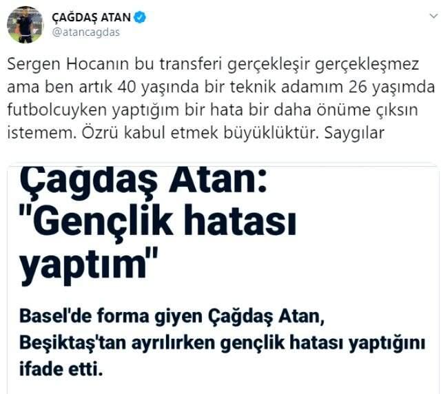 Sergen Yalçın'ın yardımcılarından Çağdaş Atan: Özrü kabul etmek büyüklüktür