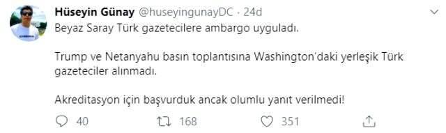 Beyaz Saray'dan Türk gazetecilere ambargo! Trump-Netanyahu basın toplantısına alınmadılar