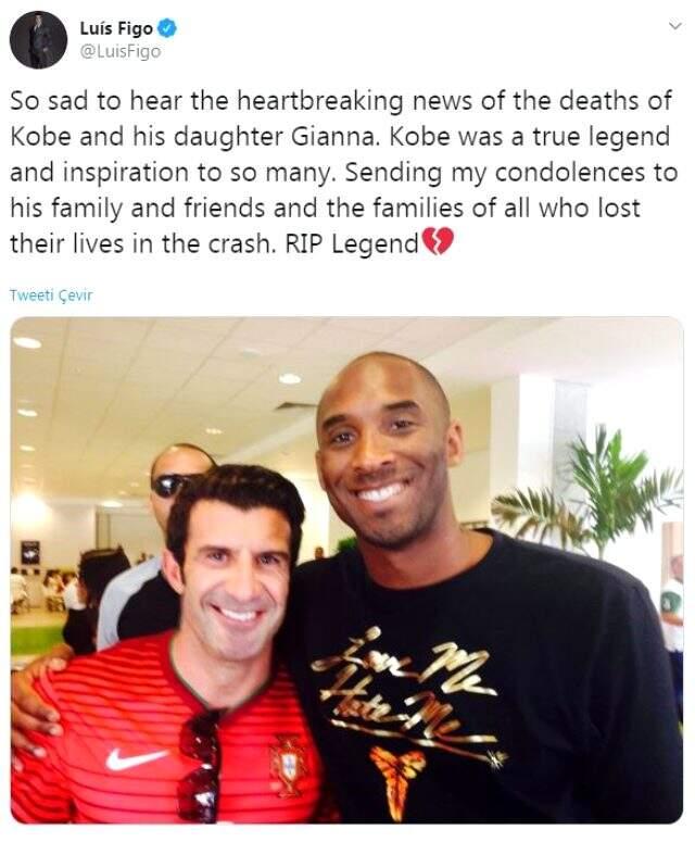 Luis Figo'dan tepki çeken Kobe Bryant paylaşımı