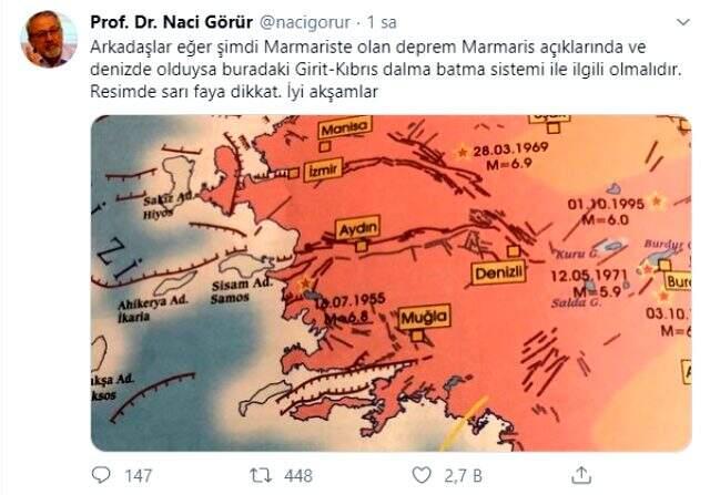 Prof. Dr. Naci Görür'den Marmaris depremi ile ilgili açıklama: Sarı faya dikkat!